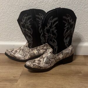 Snakeskin and Black Western Boots